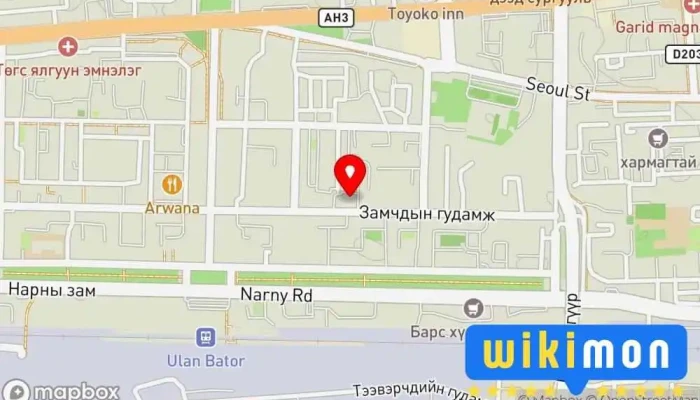 гэсэн газрын зураг Дөрвөн нуур зочид буудал Дэн буудал дээр Улаанбаатар