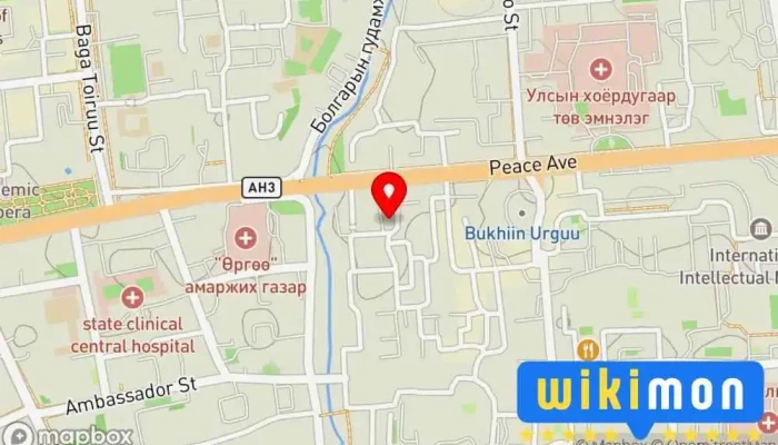 гэсэн газрын зураг Эрүүл мэндийн хөгжлийн төв 2-р байр Засгийн газрын байшин дээр Улаанбаатар