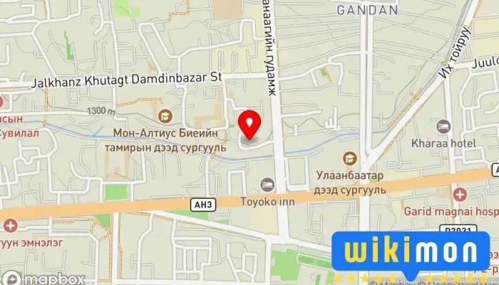 гэсэн газрын зураг Гурван-Эрдэнэ Багшийн Дээд Сургууль Их сургууль дээр Улаанбаатар