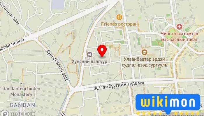 гэсэн газрын зураг Хөдөлмөр, Нийгмийн Харилцааны Дээд Сургууль Сургууль дээр Улаанбаатар