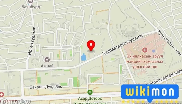 гэсэн газрын зураг Хүрээ Мэдээлэл Холбоо Технологийн Дээд Сургууль Их сургууль дээр Улаанбаатар 16061
