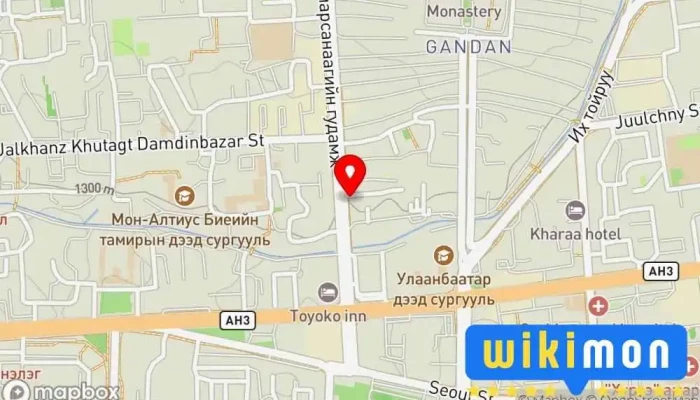 гэсэн газрын зураг Мандах их сургууль Сургууль дээр Улаанбаатар