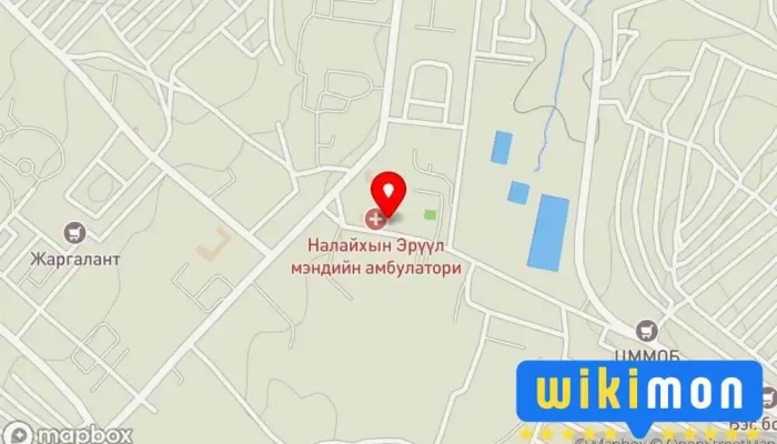 гэсэн газрын зураг Налайх дүүргийн нэгдсэн эмнэлгийн амбултори Эмнэлэг дээр Налайх