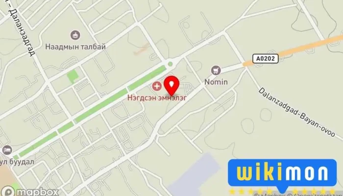гэсэн газрын зураг ӨНӨ-ОРШИХ ӨЭМТ Эмнэлэг дээр Даланзадгад