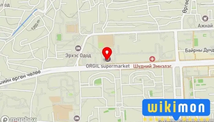 гэсэн газрын зураг Оргил Худалдааны төв Супермаркет дээр Улаанбаатар