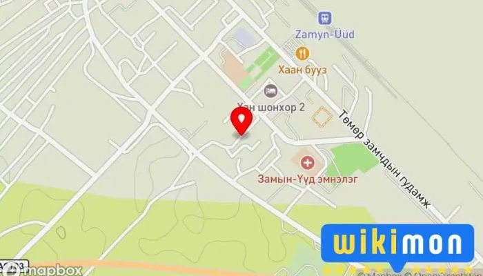 гэсэн газрын зураг Тээш Нийтийн эзэмшлийн машины зогсоол дээр Замын-Үүд