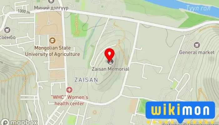 гэсэн газрын зураг Зайсан толгой Хөшөө, Жуулчдын үзвэрийн газар дээр Улаанбаатар